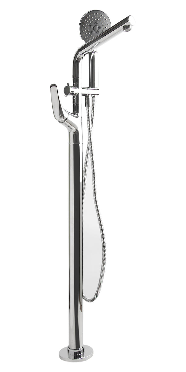 ALFI brand AB2758-PC Brushed Nickel Floor Mounted Tub Filler + Mixer /w additional Hand Held Shower Head