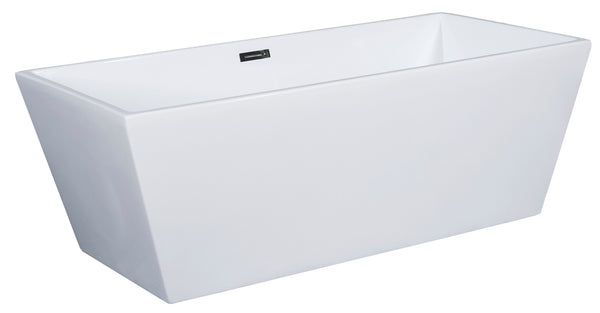 ALFI brand AB8833 59 inch White Rectangular Acrylic Free Standing Soaking Bathtub