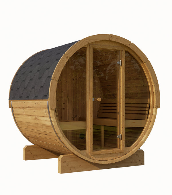 SaunaLife Model E8G Sauna Barrel Glass Front